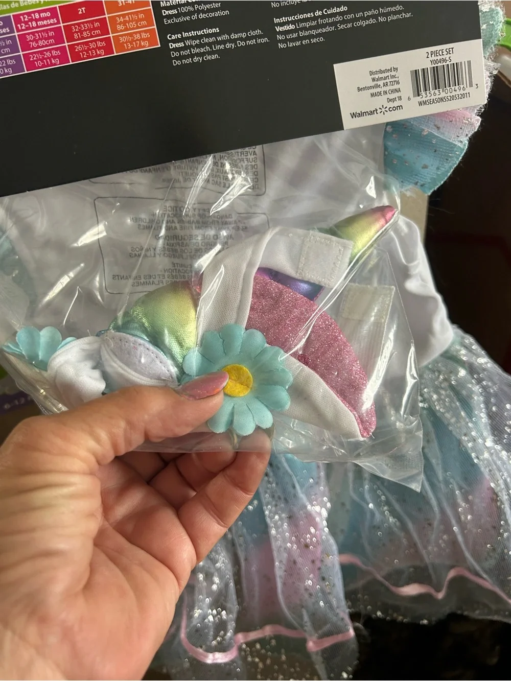 Unicorn Infant Dress & Headband Costume - 6-12 Months - Pastel Pink/Blue